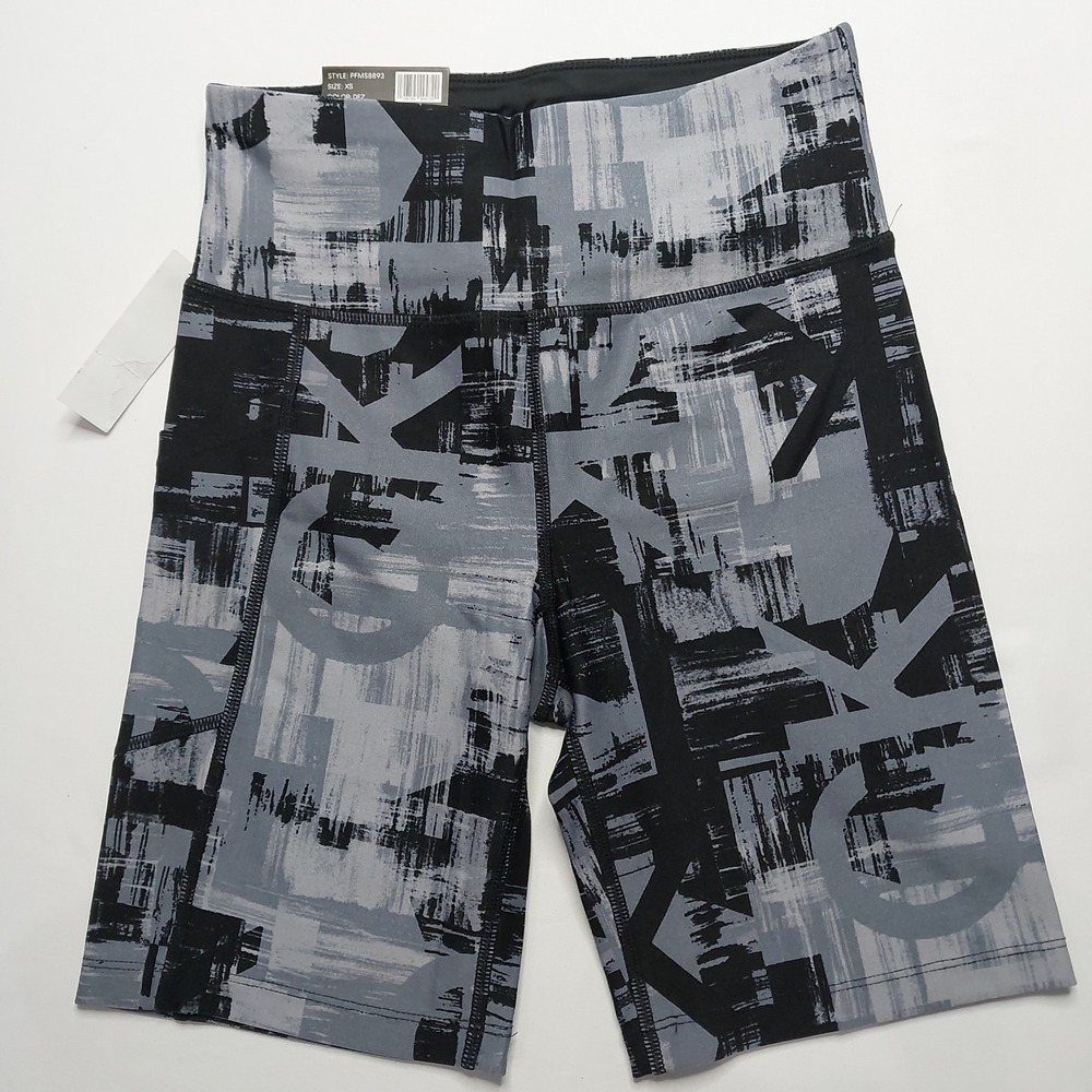 Calvin‎ Klein Performance Women Bike Shorts XS High Rise Yoga Gym Black Gray NWT